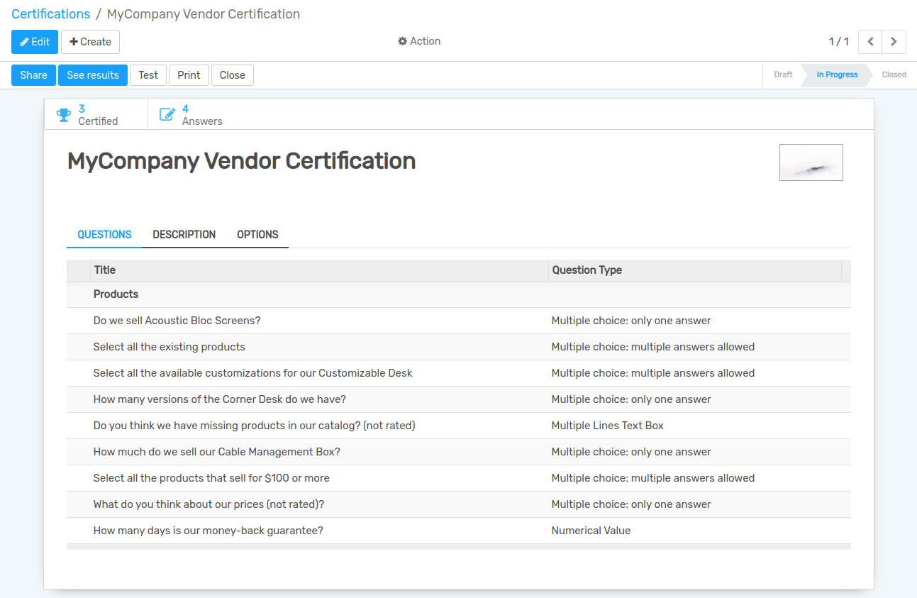 Vendor Certification